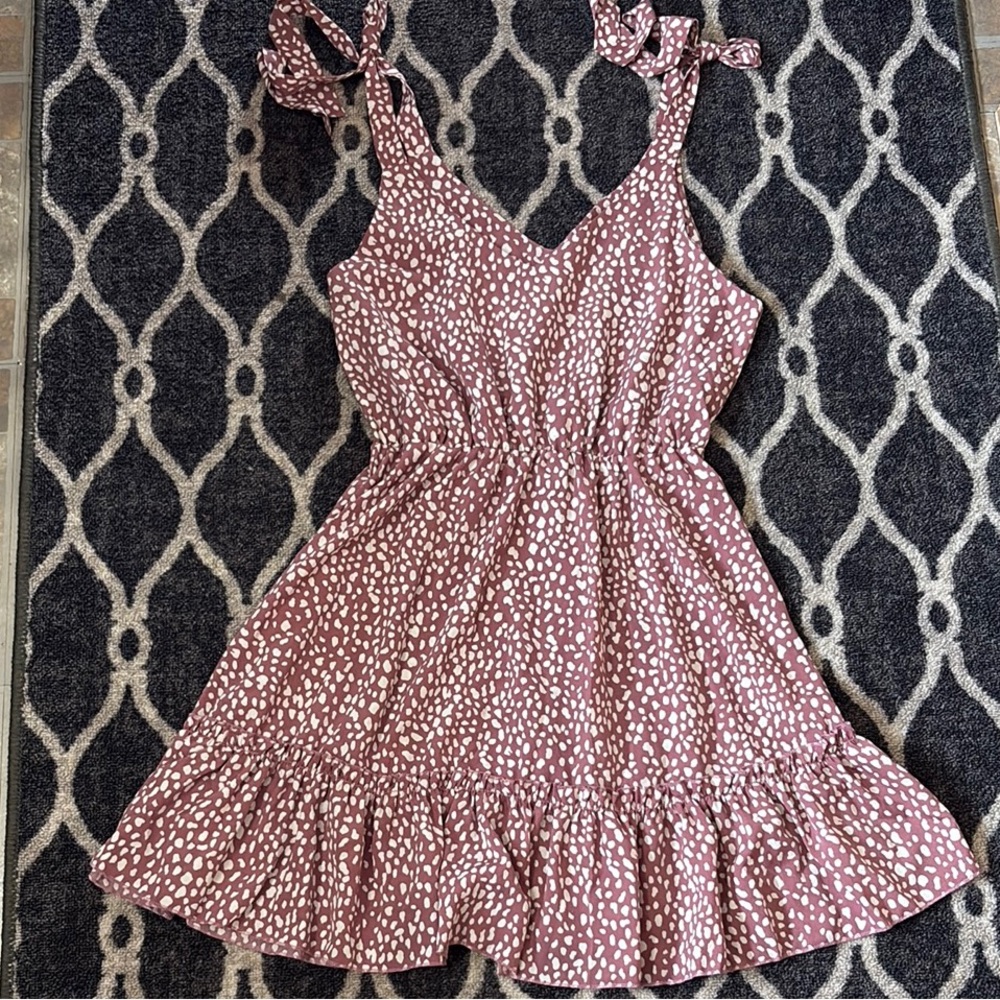 SHEIN Pink and White Polka Dot Dress